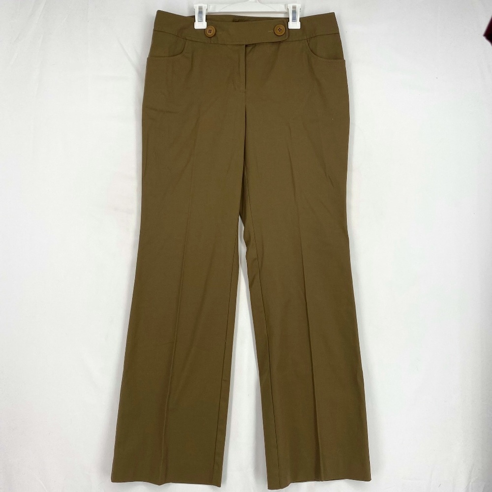 W Work to Weekend Womens Size 10 Career Pants Taupe Brown Mid Rise Wide Leg